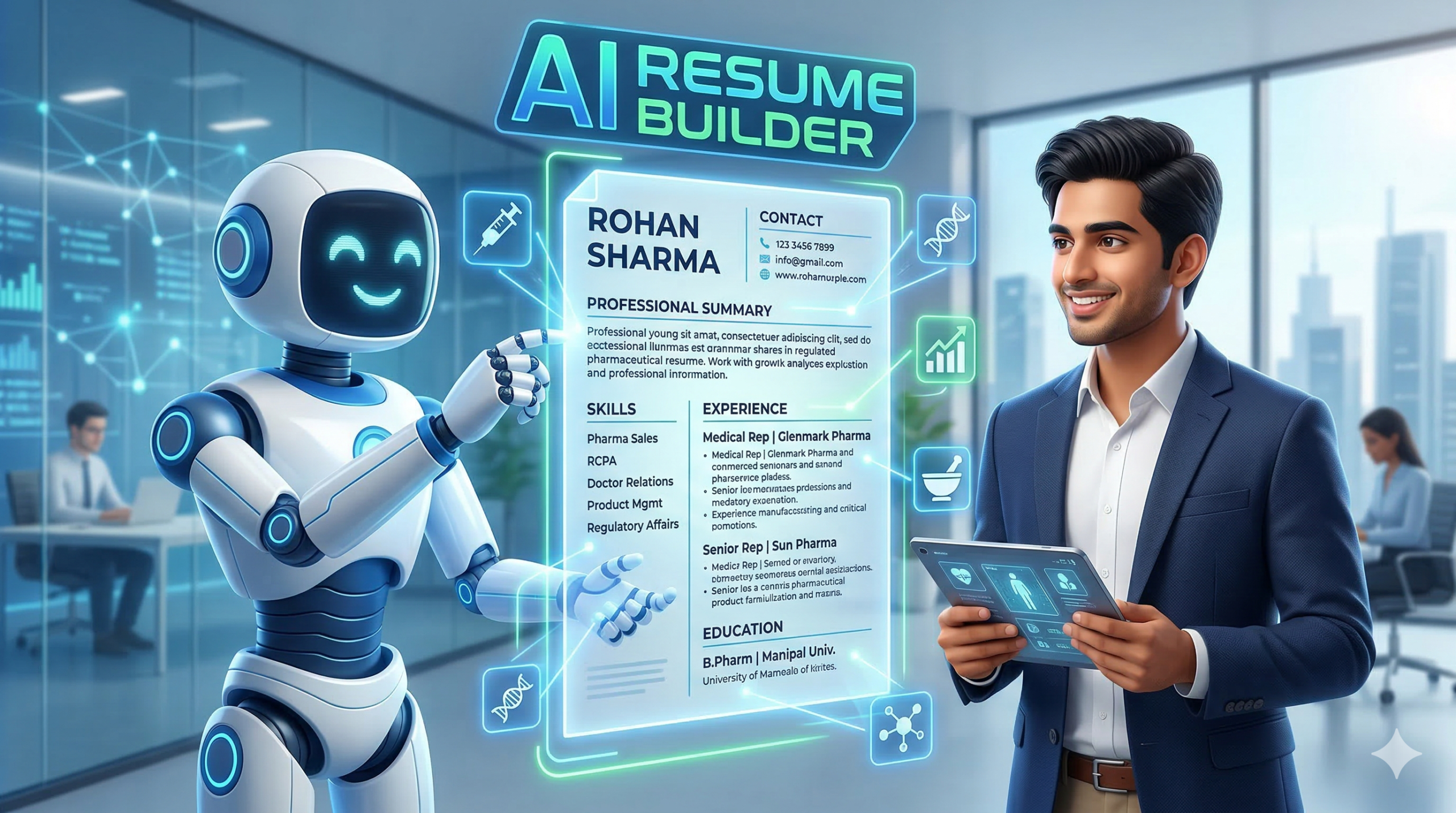 This image is generated by Google Gemini and represents the page, Medical Representative Resume